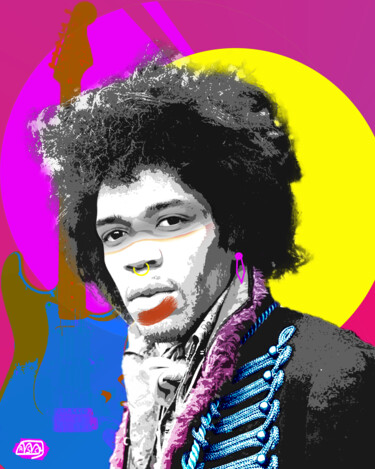Jimi Hendrix 2 - Serie Club 27 Grafika cyfrowa / sztuka generowana cyfrowo zatytułowany „Jimi Hendrix 2 - Se…” autorstwa Marzia Schenetti, Oryginalna praca…