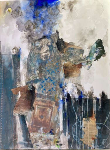 Painting titled "Regard" by Vero Masque, Original Artwork, Acrylic Mounted on Cardboard