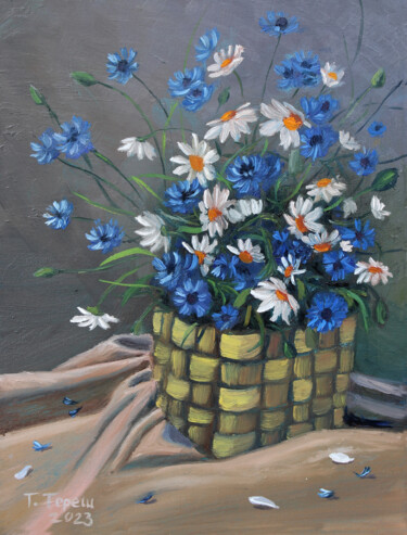 "A basket of wild flowers" 绘画 标题为“"A basket of wild f…” 由Tetiana Teresh, 原创艺术品, 油