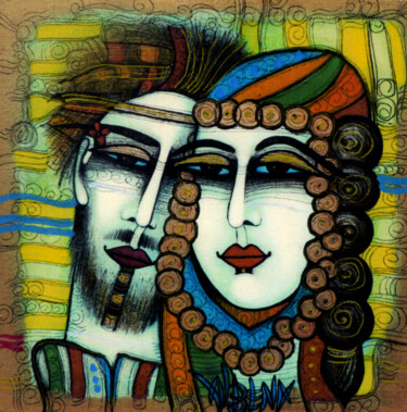 Mariage 15x21 Gravures & estampes intitulée "Mariage 15x21" par Albena Vatcheva, Œuvre d'art originale, Monotype