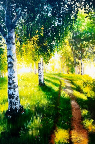 绘画 标题为“Birch Grove” 由Ольга Базанова, 原创艺术品, 油