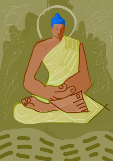 Arts numériques intitulée "Buddha" par Ernesto Rivera Novoa, Œuvre d'art originale, Peinture numérique