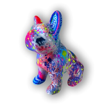 Mini Pop Bulldog #3 - Bouledogue Miniature Pop Art Unique 雕塑 标题为“Mini Pop Bulldog #3…” 由Pvettese, 原创艺术品, 喷漆