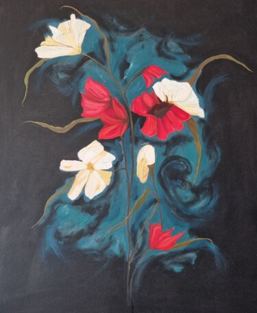 Peinture intitulée "Papaver" par Chloé R, Œuvre d'art originale, Huile Monté sur Châssis en bois