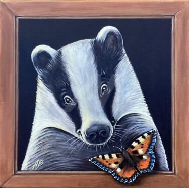 Peinture intitulée "Le petit blaireau e…" par Annemarie Laffont, Œuvre d'art originale, Acrylique Monté sur Châssis en bois