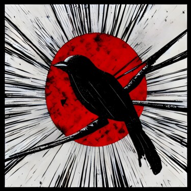 绘画 标题为“Raven on Red” 由Борис Тетюшин, 原创艺术品, 数字油画