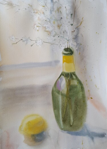 Still life with blossom brunch Ζωγραφική με τίτλο "Still life with blo…" από Liudmyla Lelechenko, Αυθεντικά έργα τέχνης, Ακουαρέλα
