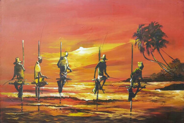 Finding Harmony Within Peinture intitulée "Finding Harmony Wit…" par Aryawansa Kumarasinghe, Œuvre d'art originale, Acrylique Monté sur Châssis en…
