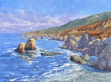 Painting titled "Blue Mist Of Distan…" by Tatyana Fogarty, Original Artwork, Oil Mounted on Other rigid panel