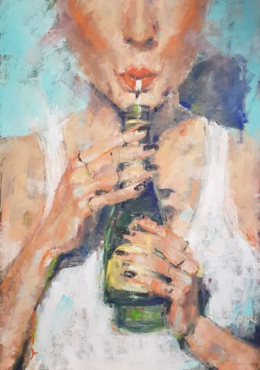 Peinture intitulée "Cocktail du monde M…" par Isabelle Cotillard, Œuvre d'art originale, Huile Monté sur Châssis en bois