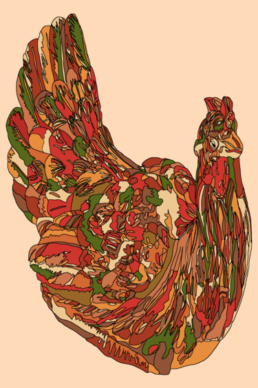 Digital Arts με τίτλο "Poulet basquaise" από Mildrède Brevet, Αυθεντικά έργα τέχνης, Ψηφιακή ζωγραφική