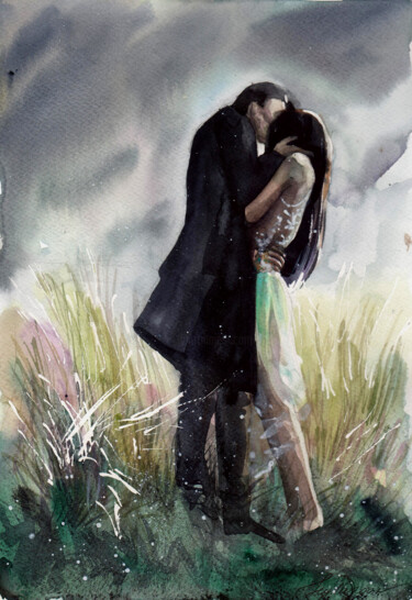 "Last meet" Schilderij getiteld ""Last meet"" door Leyla Zhunus, Origineel Kunstwerk, Aquarel