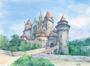 Burg Kreuzenstein Peinture intitulée "Burg Kreuzenstein" par Jenny Klein, Œuvre d'art originale, Aquarelle