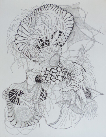 Drawing titled "Postanthropocène n°5" by Christophe Gueraut, Original Artwork, Marker