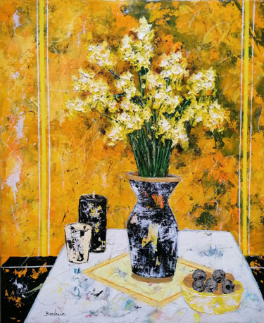 Peinture intitulée "Le bouquet de fleur…" par Jean-Pierre Borderie, Œuvre d'art originale, Acrylique Monté sur Châssis en bo…