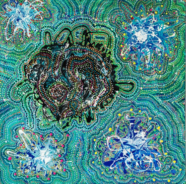 Peinture intitulée "Rencontre" par Elise H, Œuvre d'art originale, Acrylique
