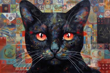 数字艺术 标题为“Cat. “Sacred Animal…” 由Olga Sukhikh (Lolly Shine), 原创艺术品, AI生成的图像