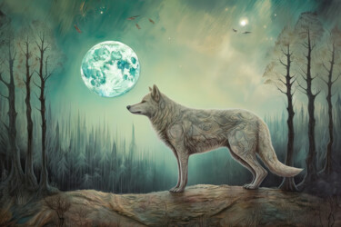 数字艺术 标题为“Wolf. “Sacred Anima…” 由Olga Sukhikh (Lolly Shine), 原创艺术品, AI生成的图像