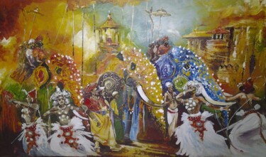 "Flaming Pageantry" başlıklı Tablo Aryawansa Kumarasinghe tarafından, Orijinal sanat, Akrilik Ahşap Sedye çerçevesi üzerine…