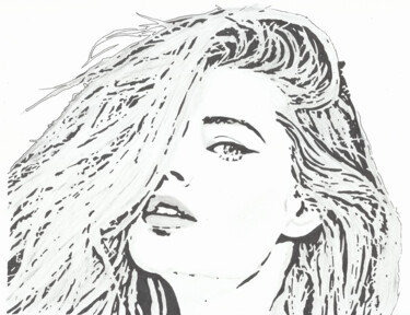 Dessin intitulée "Doutzen" par Chris Donazzon, Œuvre d'art originale, Marqueur