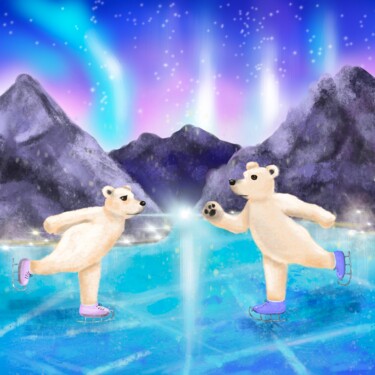 数字艺术 标题为“Enamored bears on t…” 由Tatiana Krilova, 原创艺术品, 数字打印
