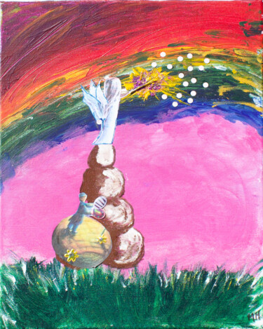 Peinture intitulée "Un ange peint la ci…" par Maguie Mesguich, Œuvre d'art originale, Acrylique