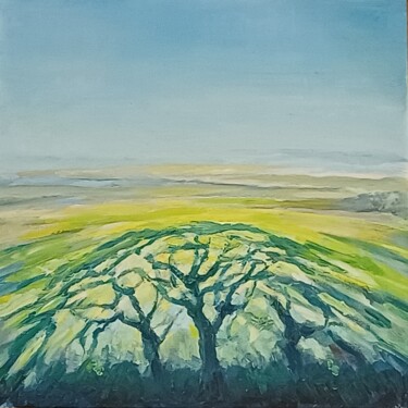 Schilderij getiteld "Зелёные тени" door Mila Hilgendorff, Origineel Kunstwerk, Acryl Gemonteerd op Karton