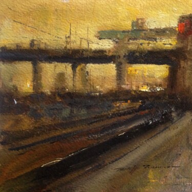 绘画 标题为“Railway station 1 ,…” 由Philippe Perennou, 原创艺术品, 油