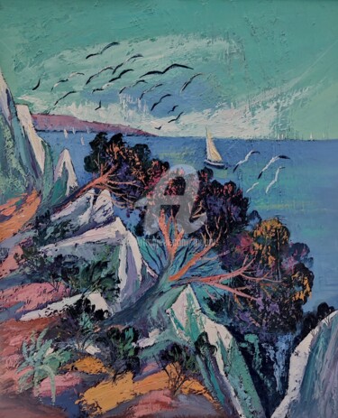 Peinture intitulée "Calanque provençale" par Milorv, Œuvre d'art originale, Huile
