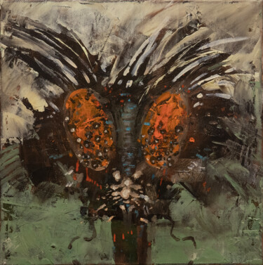 Schilderij getiteld "DRACOVERMIS PRIMIS" door Robert Kańtoch, Origineel Kunstwerk, Olie Gemonteerd op Frame voor houten bran…