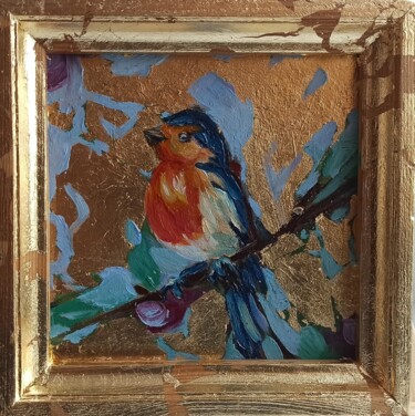 Schilderij getiteld "Bird Original Oil P…" door Svetlana Sindere, Origineel Kunstwerk, Olie Gemonteerd op Karton