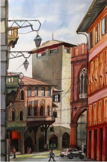 Painting titled "Serata Bolognese" by Sviatlana Danskaya, Original Artwork, Watercolor