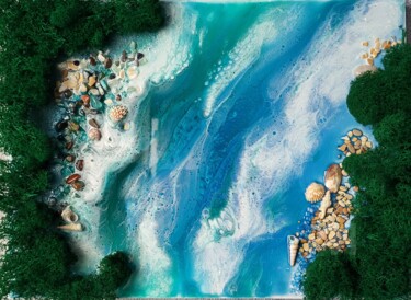 绘画 标题为“Island” 由Natalja Surikova, 原创艺术品, 墨 安装在木质担架架上