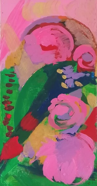 Peinture intitulée "Abstrait en or et r…" par Valérie Blum (Valery), Œuvre d'art originale, Acrylique