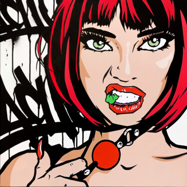 绘画 标题为“BadGirl” 由Mach-One, 原创艺术品, 喷漆 安装在木质担架架上