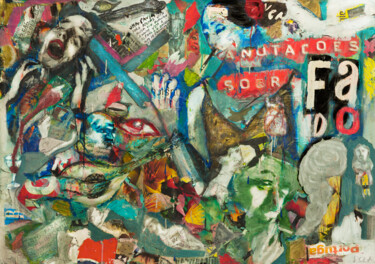Painting titled "Fado" by Alexandre Rola, Original Artwork, Collages Mounted on Wood Stretcher frame