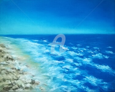 제목이 "THE SHORE"인 미술작품 Constantin Popescu로, 원작, 기름 나무 들것 프레임에 장착됨