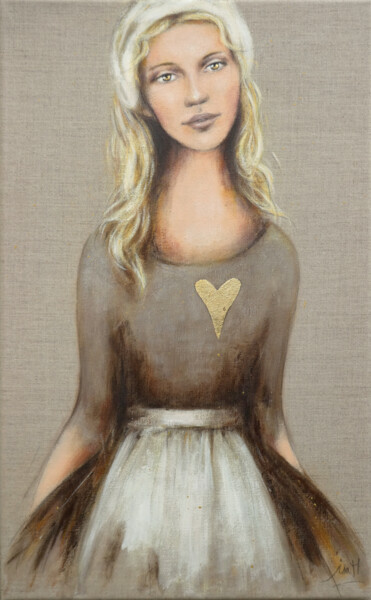Painting titled "Cendrillon au cœur…" by Isabelle Milloz, Original Artwork, Acrylic Mounted on Wood Stretcher frame