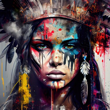 Arte digital titulada "Powerful American N…" por Chromatic Fusion Studio, Obra de arte original, Oleo
