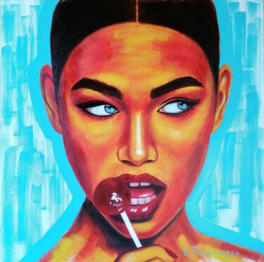 Woman portrait. Original painting. Woman. Portrait Girl with 绘画 标题为“Woman portrait. Ori…” 由Elena Tananaeva, 原创艺术品, 油
