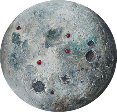 绘画 标题为“La Luna con le coci…” 由Evgenia Smirnova, 原创艺术品, 丙烯 安装在木板上