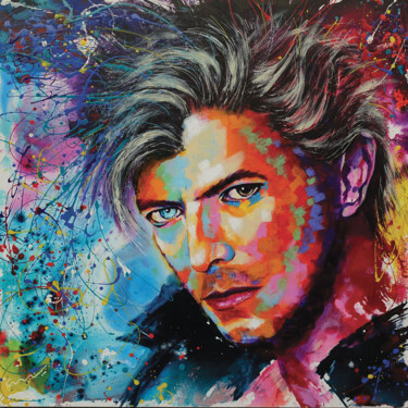 Malerei mit dem Titel "DAVID BOWIE" von Jean-Michel Canal, Original-Kunstwerk, Acryl Auf Keilrahmen aus Holz montiert