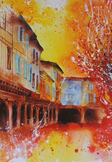 Schilderij getiteld "Mirepoix maison des…" door Jean-Michel Canal, Origineel Kunstwerk, Acryl Gemonteerd op Frame voor houte…