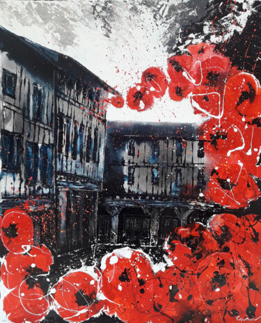 Peinture intitulée "Mirepoix la mairie…" par Jean-Michel Canal, Œuvre d'art originale, Acrylique Monté sur Châssis en bois