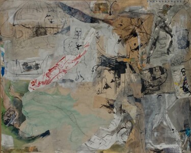 Collages intitulée "La Trame magique" par Gilles Glaçon, Œuvre d'art originale, Encre Monté sur Châssis en bois
