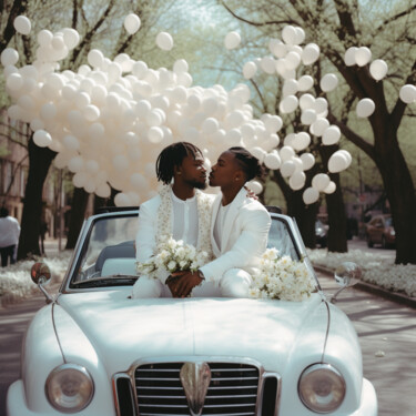 beautiful black young gay men marriage AI photos wedding 数字艺术 标题为“beautiful black you…” 由Raphael Perez, 原创艺术品, AI生成的图像