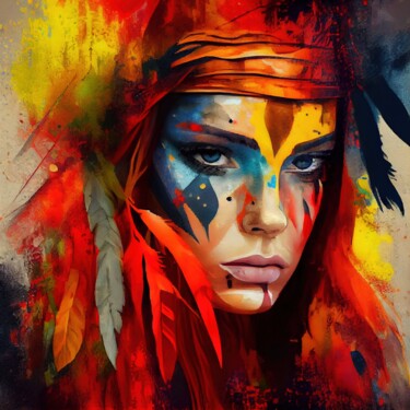 Arte digital titulada "Powerful American N…" por Chromatic Fusion Studio, Obra de arte original, Oleo