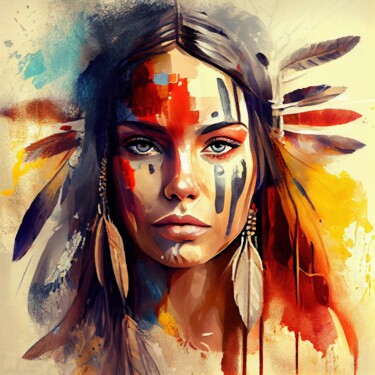 Arte digital titulada "Powerful American N…" por Chromatic Fusion Studio, Obra de arte original, Oleo