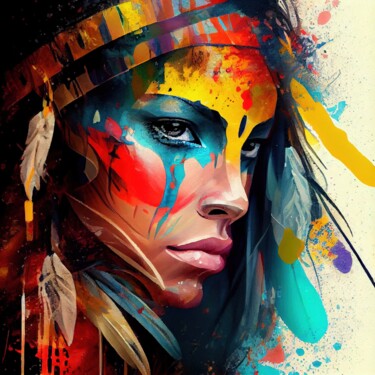 Arte digital titulada "Powerful American N…" por Chromatic Fusion Studio, Obra de arte original, Oleo