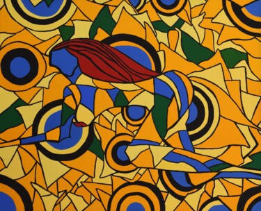Naked Woman in the Background of Sunflowers /Right part 绘画 标题为“Naked Woman in the…” 由Małgorzata Wartołowicz (Margot Sophie), 原创艺术品, 丙烯